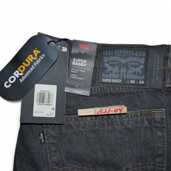 Levis Men's 36x34 Super Baggy Fit Jeans Vintage Black Rinse Y2K Loose Fit NWT - Picture 7 of 15